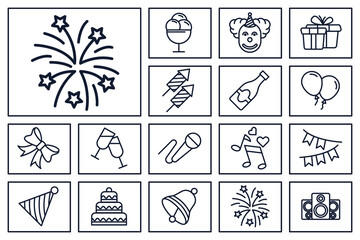 Party, celebration set icon symbol template for graphic and web design collection logo vector illustration