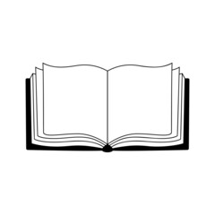 Line Icon of open book. Vector outline illustration of isolated on white background. Reading symbol