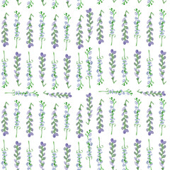 Watercolor Cute Delicate Romantic Flowers Seamless Fabric Pattern Digital Paper Royal Purple Orange