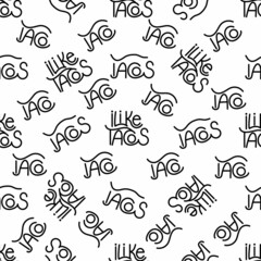 Seamless pattern with tacos text on background. Vector mexican banner.