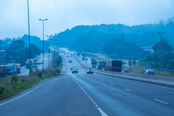 Fototapeta na wymiar Traffic on an urban road in the city of Santa Maria RS Brazil.