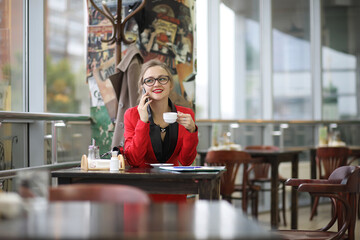 Cute businesswoman outdoor