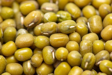 Mung beans as a background.
