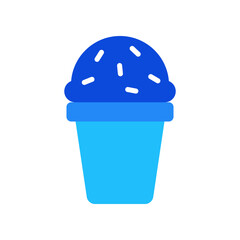 Dessert ice cream icon vector graphic illustration in blue