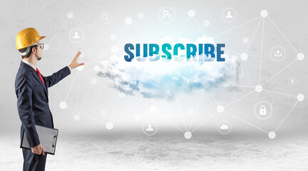 Engineer working on a social media concept