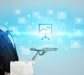 Waiter serving business idea concept