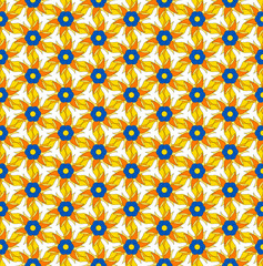 Ukrainian motif. repetitive background with sunflowers. floral seamless pattern. vector illustration. fabric swatch. wrapping paper. blue and yellow colors. design template for textile, home decor