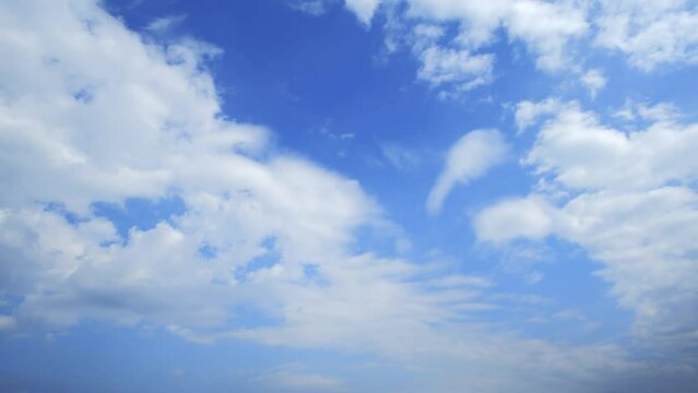 Vibrant blue sky with cloud on a cloudy day time lapse.