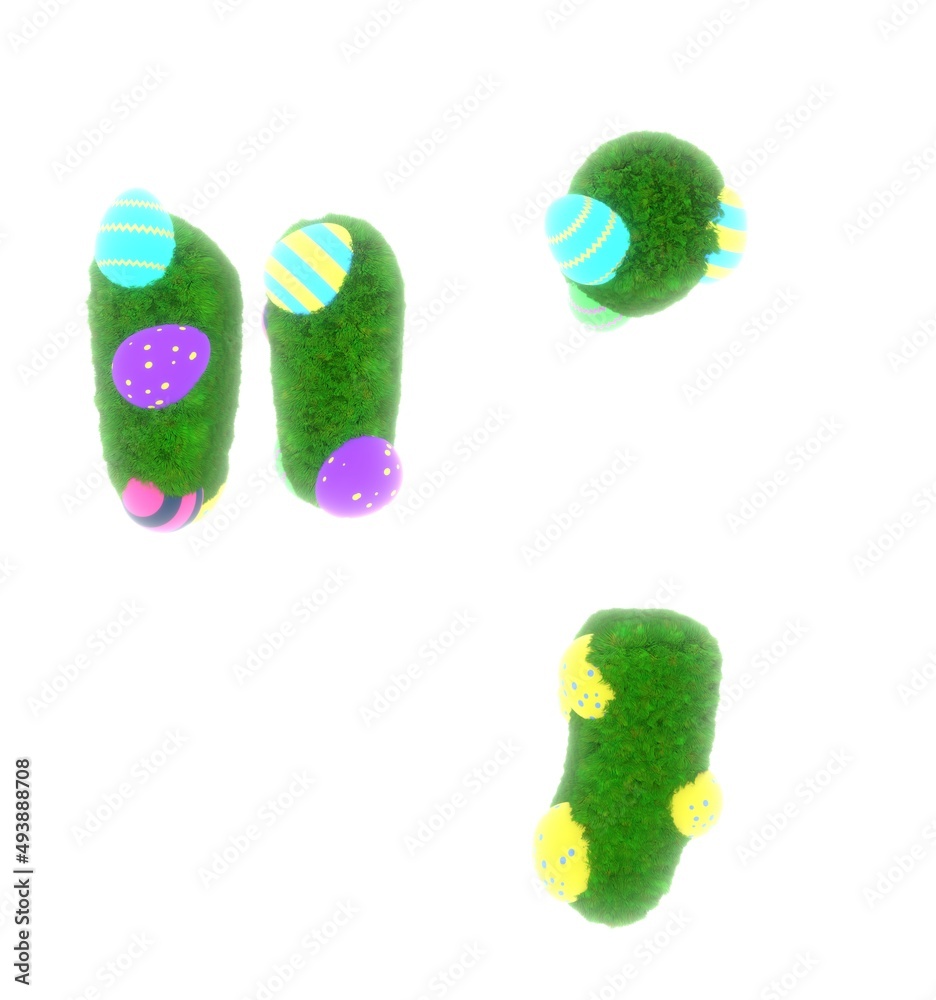 Fototapete grass with eggs themed font quotation mark and comma and period