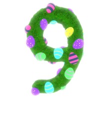 Grass with Eggs Themed Font Number 9