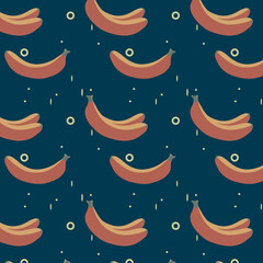 The banana pattern is seamless. For textiles, scrapbooking, wrapping paper.