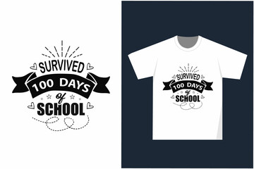Survived 100 days of school t-shirt deign and vector