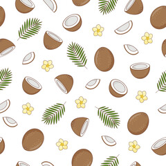 Seamless summer food pattern of coconut
