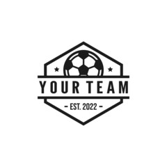 Soccer team emblem logo design vector illustration