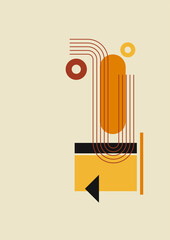 Flat bauhaus memphis geometric nature colorful abstract design background