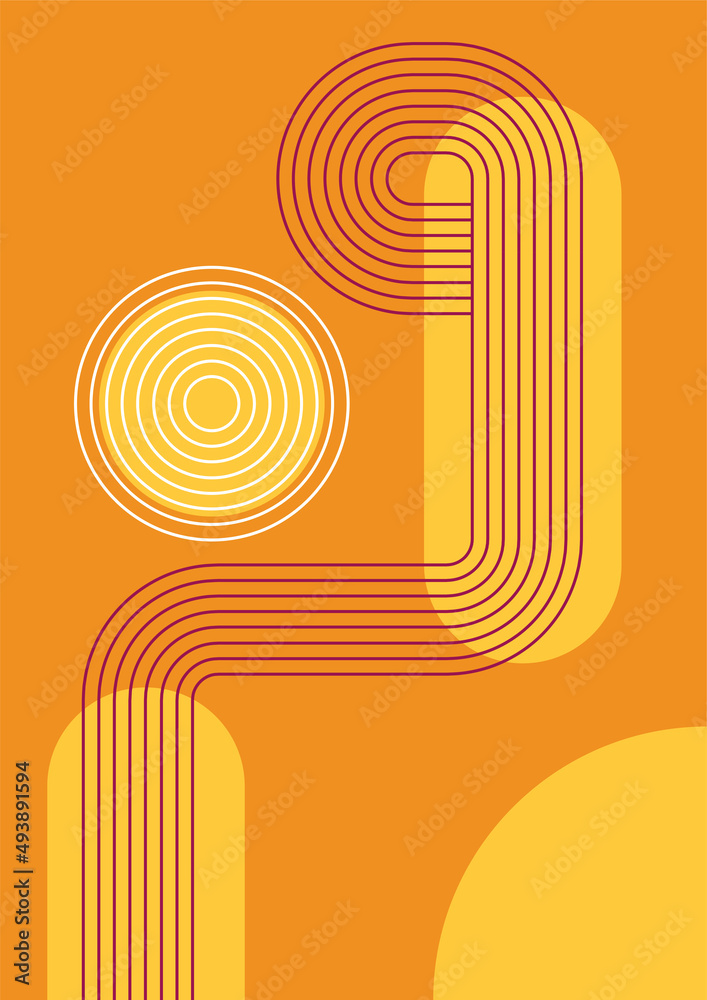 Poster flat bauhaus memphis geometric colorful abstract design background