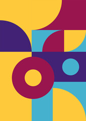 Flat bauhaus memphis geometric colorful abstract design background
