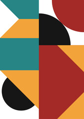 Fototapeta premium Flat bauhaus memphis green orange colorful abstract design background