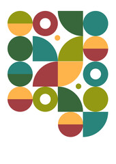 Obraz premium Flat bauhaus memphis green orange colorful abstract design background