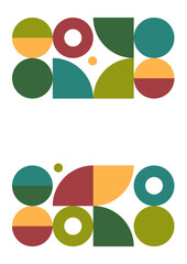 Flat bauhaus memphis green orange colorful abstract design background