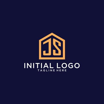 Initial JS logo with abstract home shape, modern minimalist realty logo design ideas