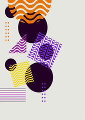 Vintage bauhaus memphis geometric colorful abstract design background