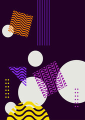 Vintage bauhaus memphis geometric colorful abstract design background