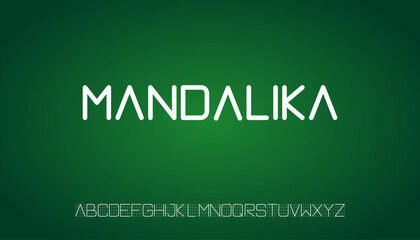 Mandalika, basic strong vector custom font with stroke, modern uppercase alphabet.