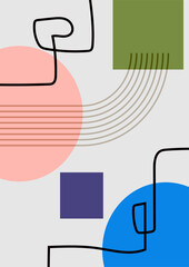 Vintage bauhaus memphis geometric colorful abstract design background