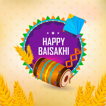 Illustration Of Happy Baisakhi Celebration Background.