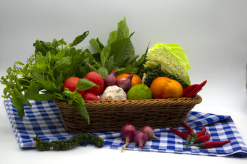 basket with vegetables,Include Clipping Path.