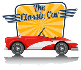 Classic car logo with classic car on white background