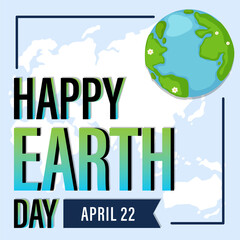 Happy earth day April 22 poster design