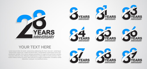 set anniversary logotype premium collection blue black color with swoosh on white background