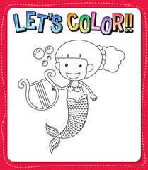 Worksheets template with lets color text and mermaid outline
