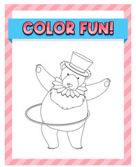Worksheets template with color fun! text and bear outline