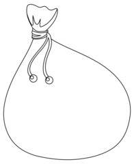 Santa bag doodle outline for colouring