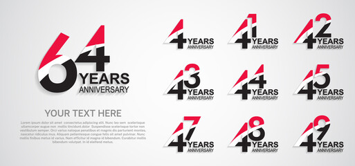 set anniversary logotype premium collection red black color with swoosh on white background - obrazy, fototapety, plakaty