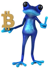 Fun blue frog - 3D Illustration