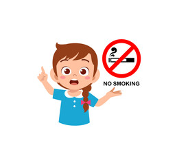 cute little kid holding board about smoking