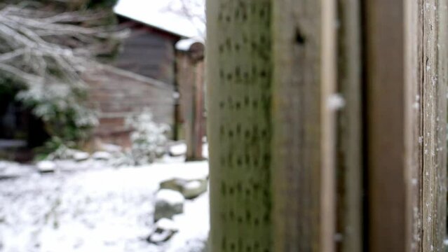 The traditionally Japanese thatched houses among the snow