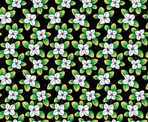 Japanese Vintage White Flower Leaf Vector Seamless Pattern