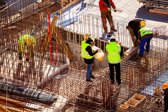 Workers on the construction site