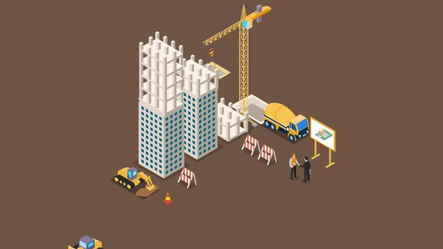 Investor and contractor near construction site