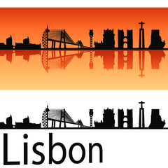 skyline in ai format of the city of  lisbon