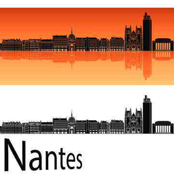 skyline in ai format of the city of  nantes