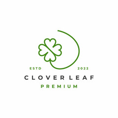 Line art Clover leaf logo design vector illustration