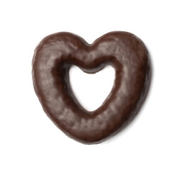 Chocolate Gingerbread Isolated, Heart Shaped Pryanik