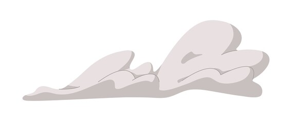 Smoke and dust cloud. Gas and fume steam. Fast speed track. Exhausts trail, path silhouette after rapid ride, chase. Abstract air, wind blow. Flat vector illustration isolated on white background