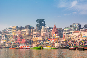 Obraz premium Morning view at holy ghats of Varanasi, India